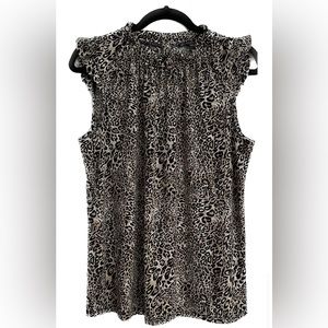 Adrianna Papell Sleeveless Ruffle Neck Blouse